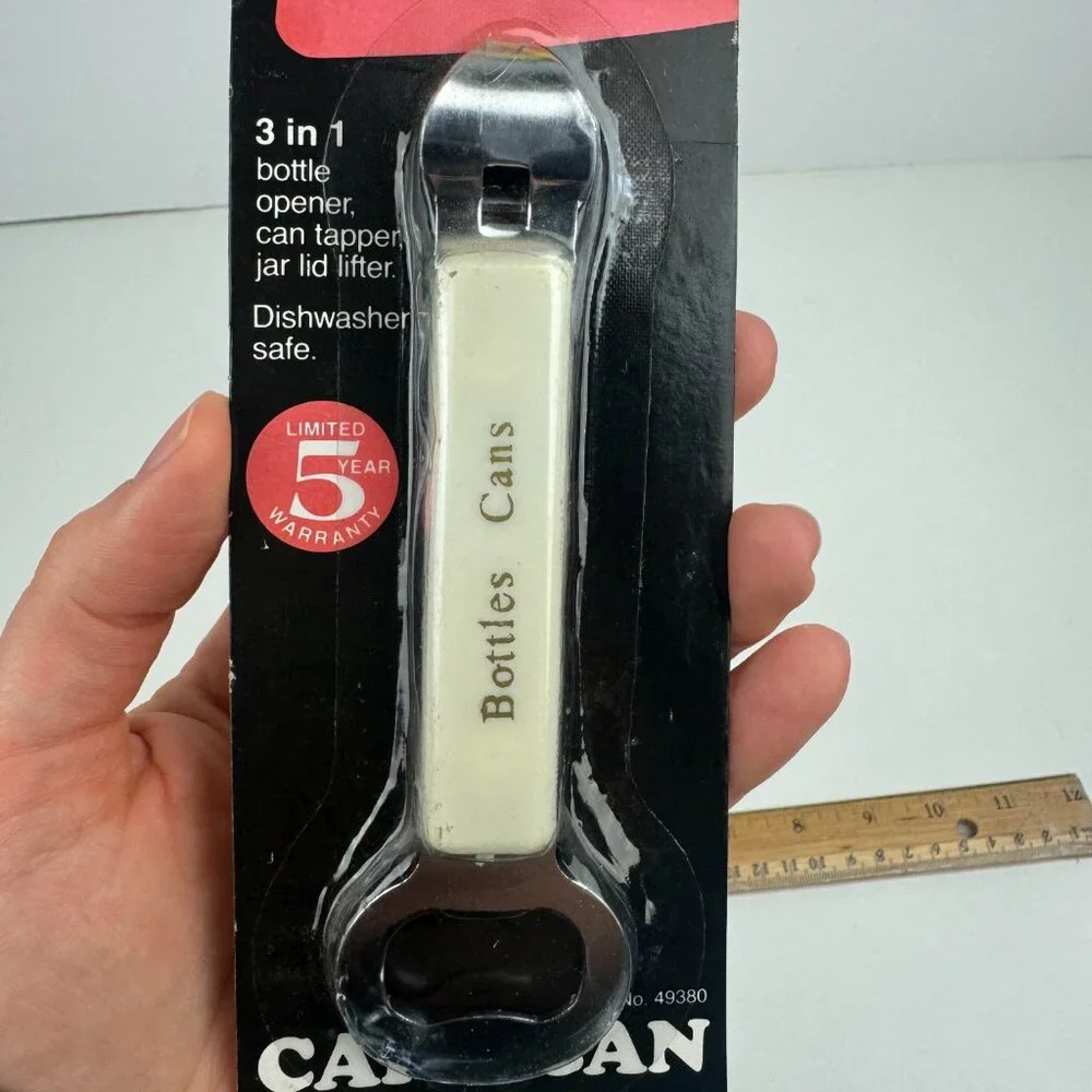 Vtg Sealed Hoan 3 in 1 Bottle Can Jar Opener Cap'n Can Opener White Prop READ‎